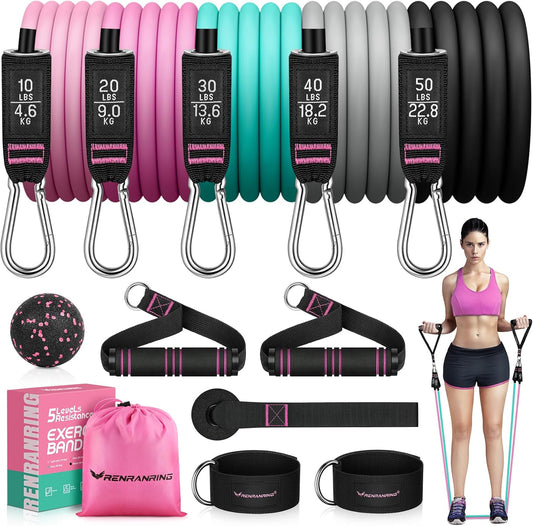 Resistance Bands with Handles, 5 Level Exercise Bands, 150LBS Workout Bands