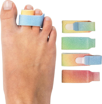 ZenToes Hammer Toe Corrector for Women & Men - Reusable Fabric Buddy Wraps for Broken Toes - Cushioned Toe Splint for Protection & Recovery & Hammertoe Straightener - 4 Count (OSFM, Beige)