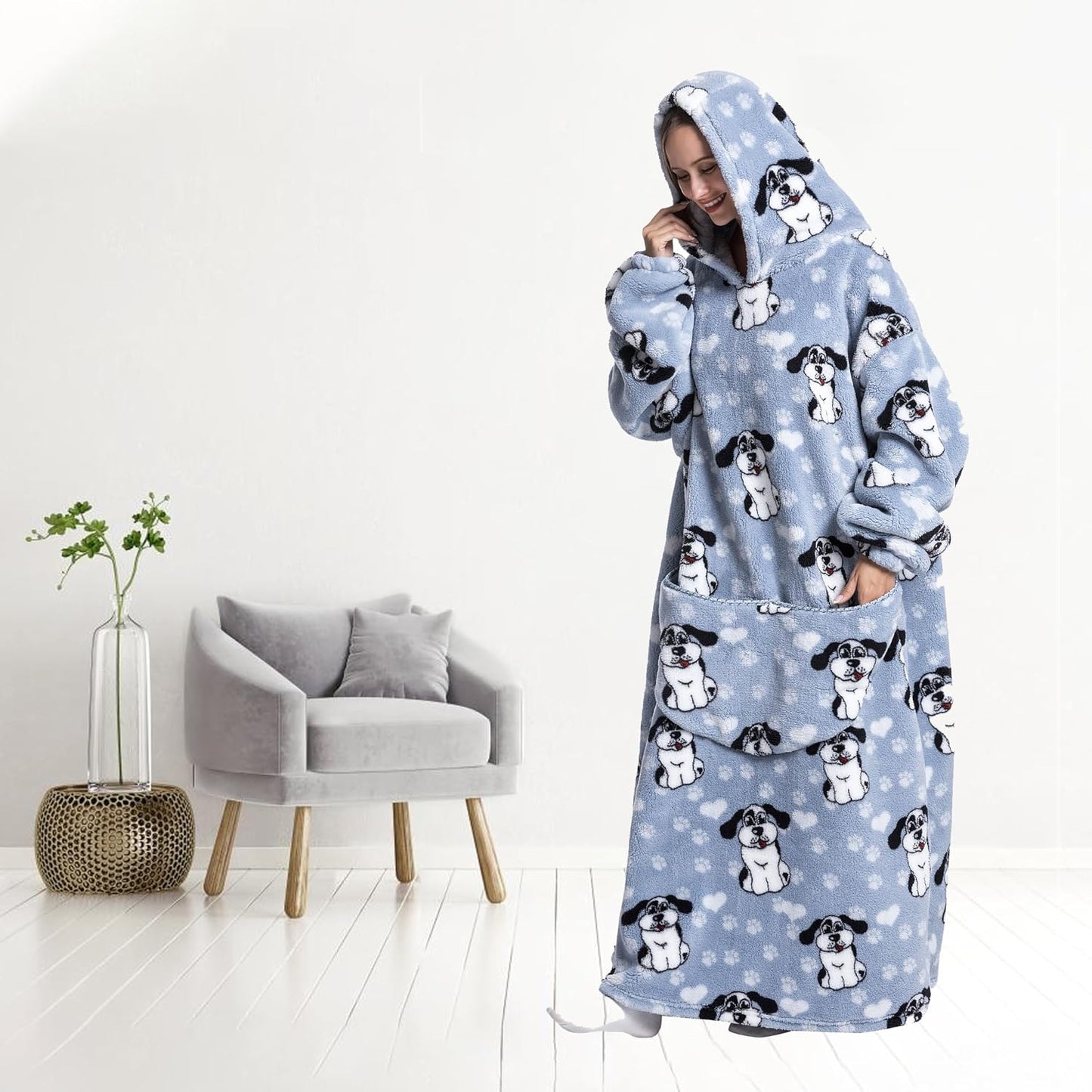 Capecage Blanket Hoodie, Long Hooded Blanket Sweatshirt as Birthday Gifts for Women Men, Long Wearable Blanket for Women Men.