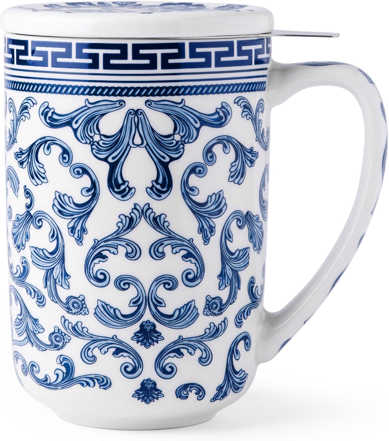 AmorArc Porcelain Tea Mug with Infuser and Lids, 18 Oz Large Cup Strainer with Bag Holder for Loose Leaf Tea, Steeping Coffee Mug for House-warming Wedding Birthday Gift