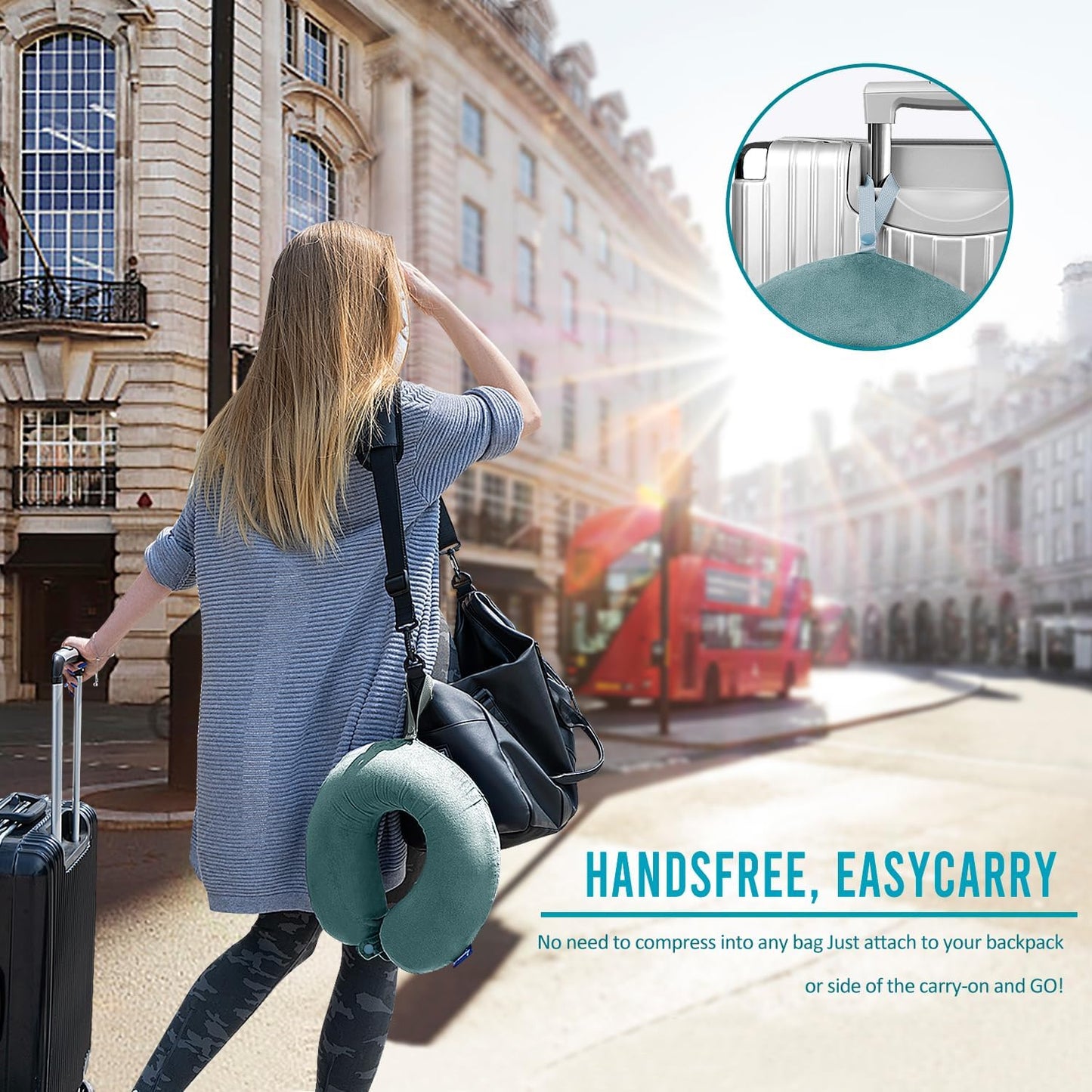 Travel Pillow Memory Foam for Airplanes - Neck Pillow for Traveling, Car, Home, Flight Pillow for Sleeping with Attachable Snap Strap Soft Washable Cover, Provide Head Neck Support Rest, Dark Gray