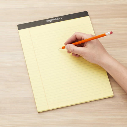 Amazon Basics Wide Ruled Lined Writing Note Pads for Office Supplies, 8.5" x 11.75", White, 12-Pack of 50 Perforated Sheets
