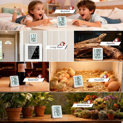 Antonki 2-Pack Room Thermometer, Digital Small Hygrometer Indoor Thermometer Humidity Gauge, Temperature Humidity Meter with Max/Min Record Monitor Sensor for Home, Plants - Battery Included