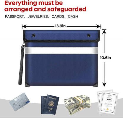 Fireproof Bag Dual Reflective Strips, Waterproof Zipper, 5200°F Heat