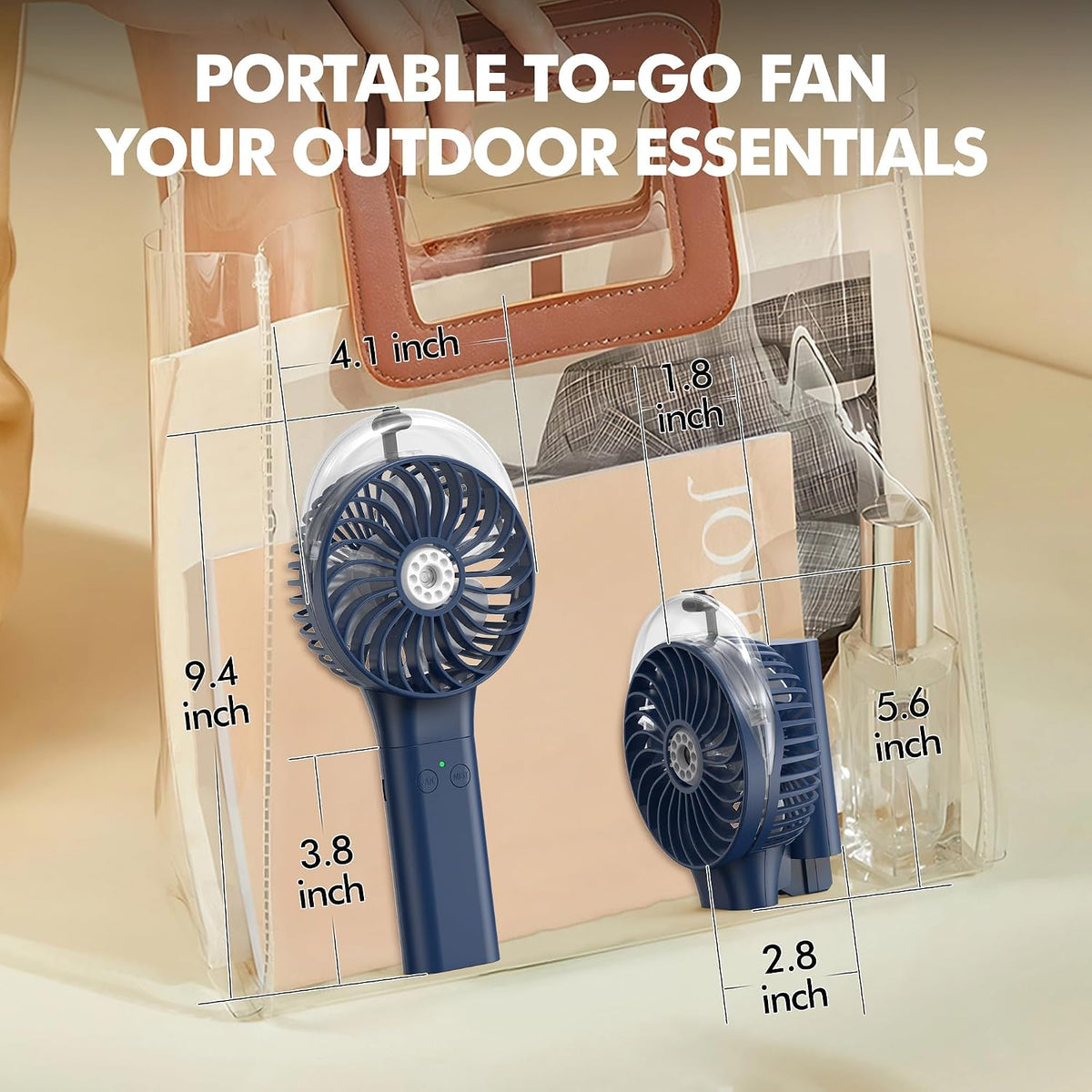 MORECORE Portable Misting Fan, 180° Foldable Handheld Personal Fan