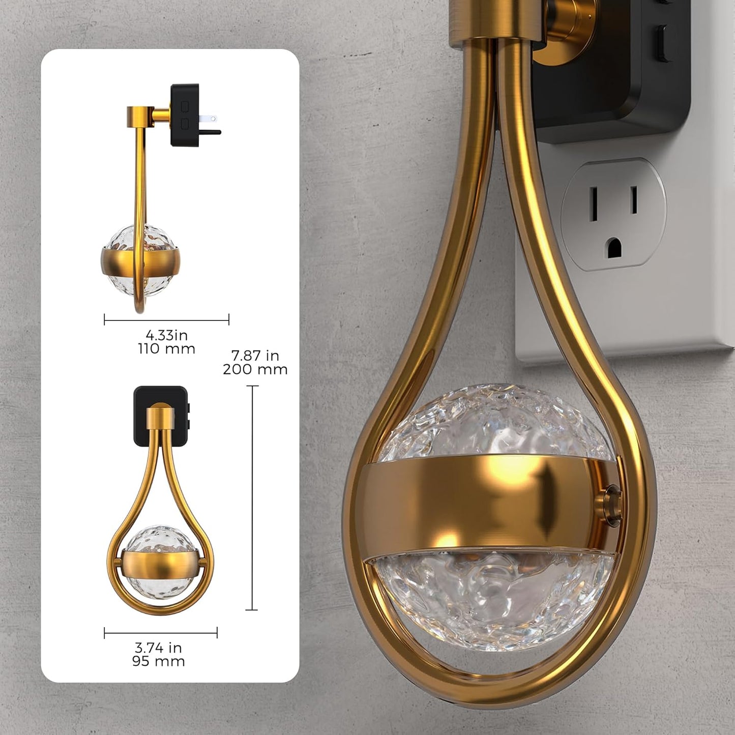 L LOHAS LED Night Lights Plug into wall, Amber Night Light with Adjustable Brightness, Plug in NightLight with Auto Light Sensor, Wall Sconce-Style Design Night Light for Bathroom,Hallway, 2 Pack