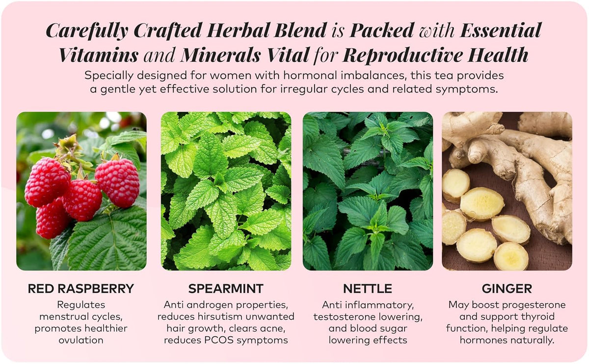 Remedy & Restore Herbal Tea for Hormone Balance - Natural Menstrual Cycle Support, Spearmint Flavor, Loose Leaves