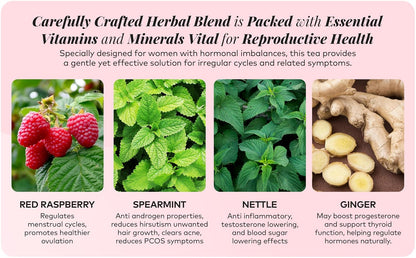 Remedy & Restore Herbal Tea for Hormone Balance - Natural Menstrual Cycle Support, Spearmint Flavor, Loose Leaves