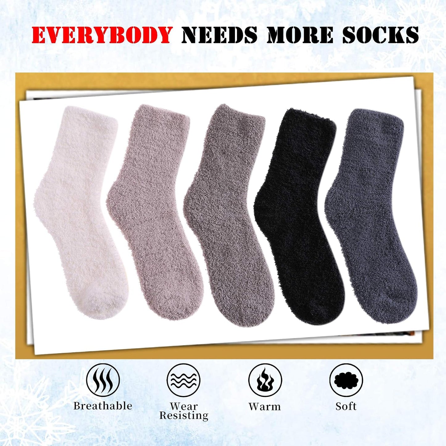 LANLEO 5/6 Pairs Womens Super Soft Fuzzy Plush Warm Winter Home Sleeping Slipper Socks