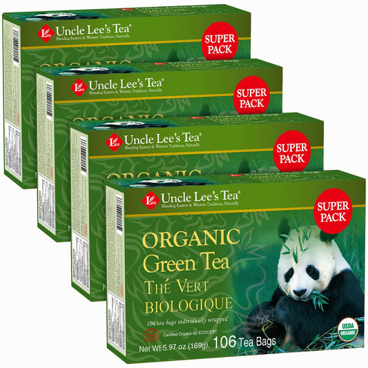 Uncle Lee's Organic Green Tea 4-Pack, 106 Count Ea Super Packs