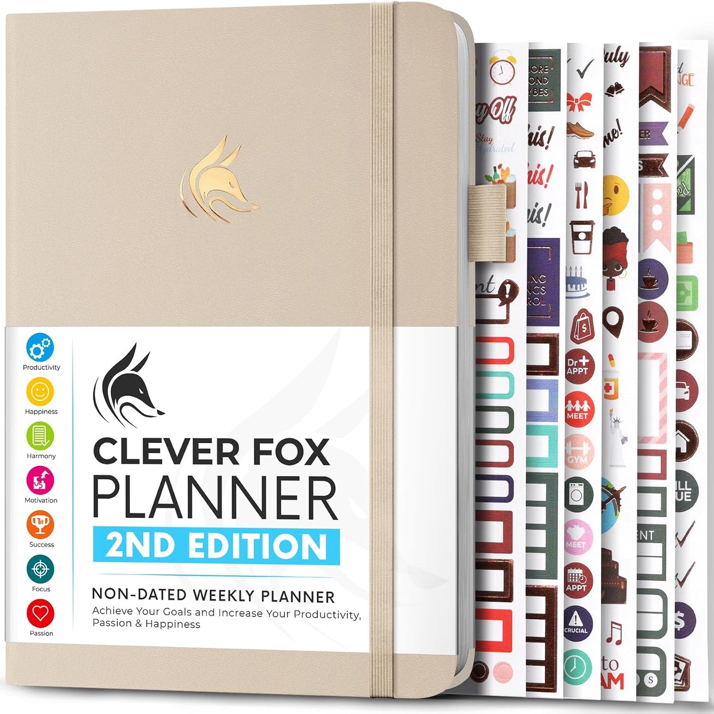 Clever Fox Planner 2nd Edition – Colorful Weekly & Monthly Goal Planner, Time Management & Productivity Organizer, Undated, A5 (Dark Teal)