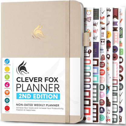 Clever Fox Planner 2nd Edition – Colorful Weekly & Monthly Goal Planner, Time Management & Productivity Organizer, Undated, A5 (Dark Teal)