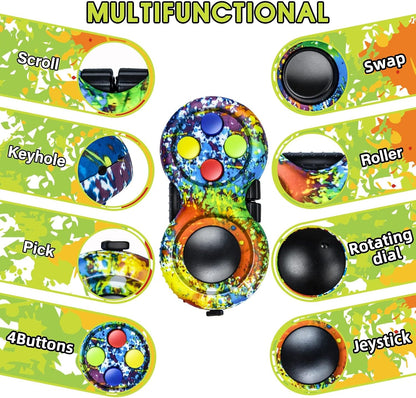 Original Fidget Toy Game, Rubberized Classical Controller Fidget Concentration Toy with 8-Fidget Functions and Lanyard - Excellent for Relieving Stress and Anxiety