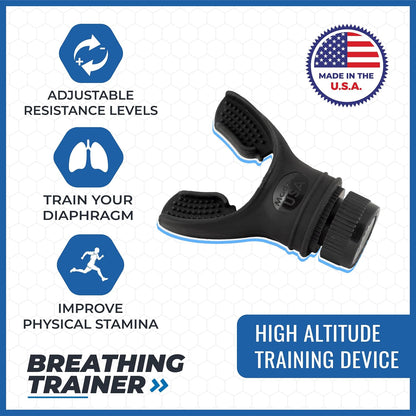 Compact Breathing Exercise Device for Lungs Made in USA Respiratory Lung Exerciser Device with Adjustable Valve - Diaphragm & Core Trainer Device for Athletes o2 Portable Breathing Trainer