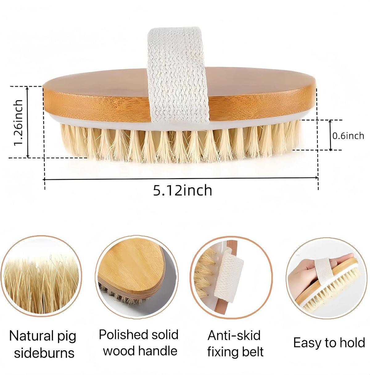 Dry Brushing,Natural Bristle Body Brush,Exfoliating Bath Brush