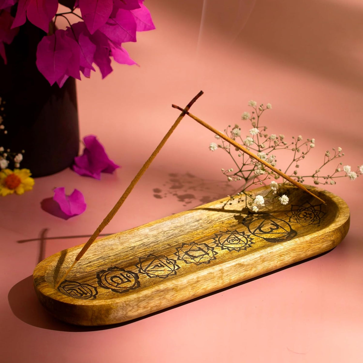 Incense Holder-Incense Burner/Ash Catcher-Handmade Wooden Insence Tray Home Decor 11x4x1.2 Inches