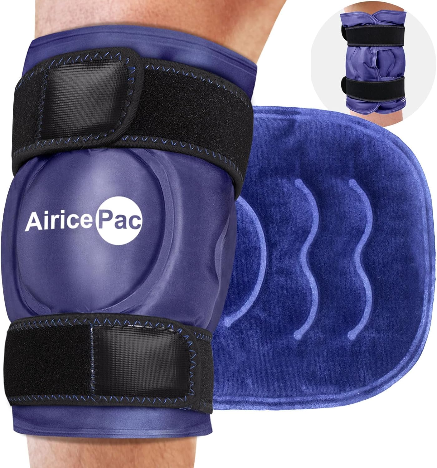 AiricePac Ice Pack for Knee Pain Relief, Reusable Gel Ice Wrap for Injuries, Swelling, Knee Replacement Surgery, Cold Compress Therapy for Arthritis, Meniscus Tear and ACL, Blue