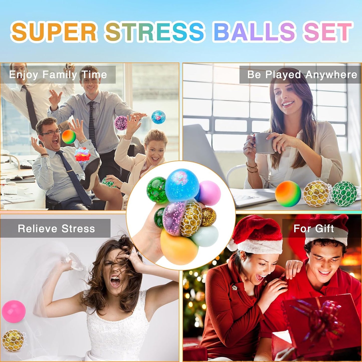 36 Pack Stress Balls, Squishy Balls, Squishy Fidget Stress Relief