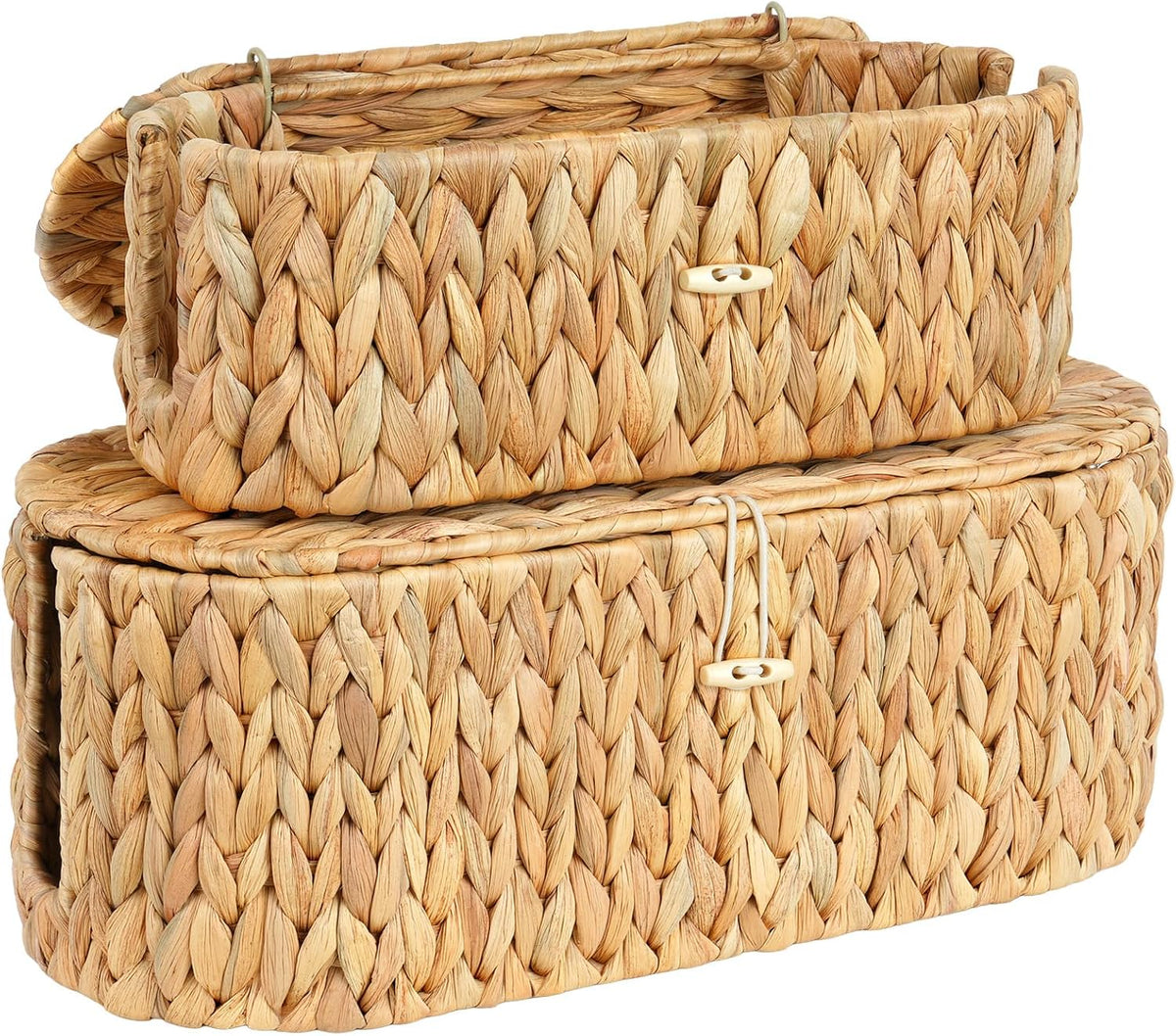 Set of 2 Cable Management Box, Handwoven Cord Hider Box with 3 Open Slots