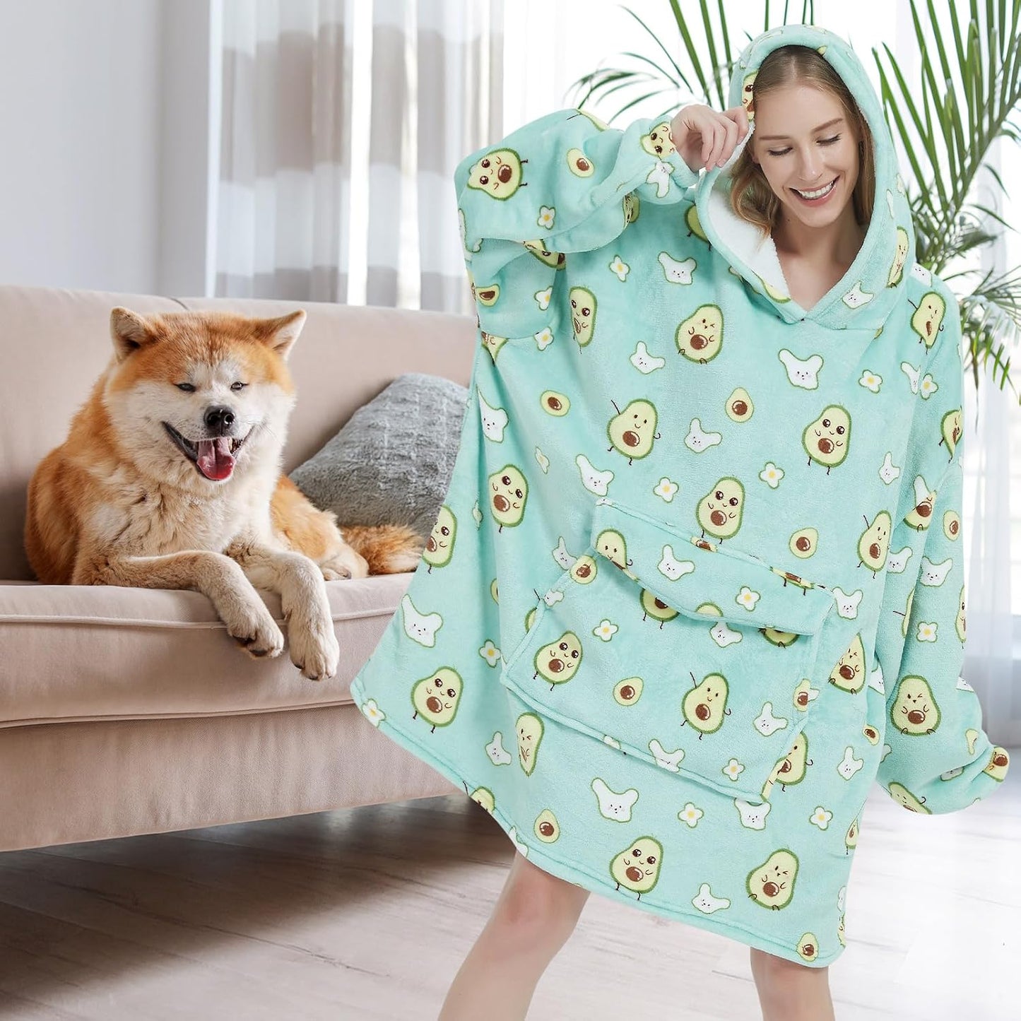 Fiosnow Sun and Moon Blanket Hoodies for Women and Men Adult Oversize Wearable Blanket Hoodies for Soft and Warm