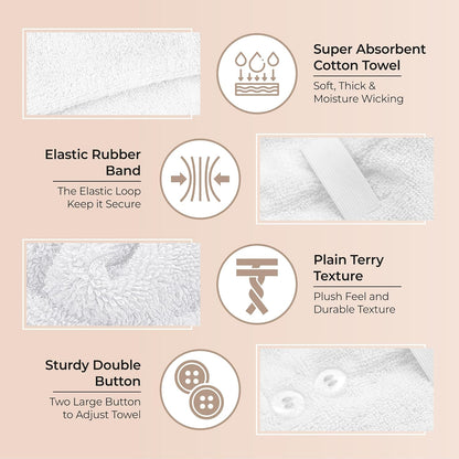 Lili&James 100% Cotton Hair Towel Wrap for Women & Kids – 420 GSM Quick Dry Hair Turban with Double Button Loop, Anti Frizz Non Microfiber Hair Drying Towel for Curly, Long & Thick Hair (Lilac)