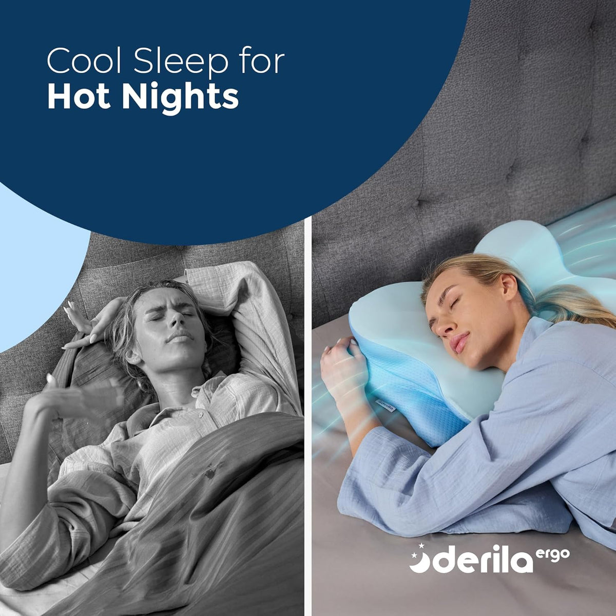Derila Ergo Cervical Neck Pillow for Sleeping Pillow Contour Memory Foam Pillows for Back, Side Sleeper Pillows 21.25 x 14.17 x 4.72 inches