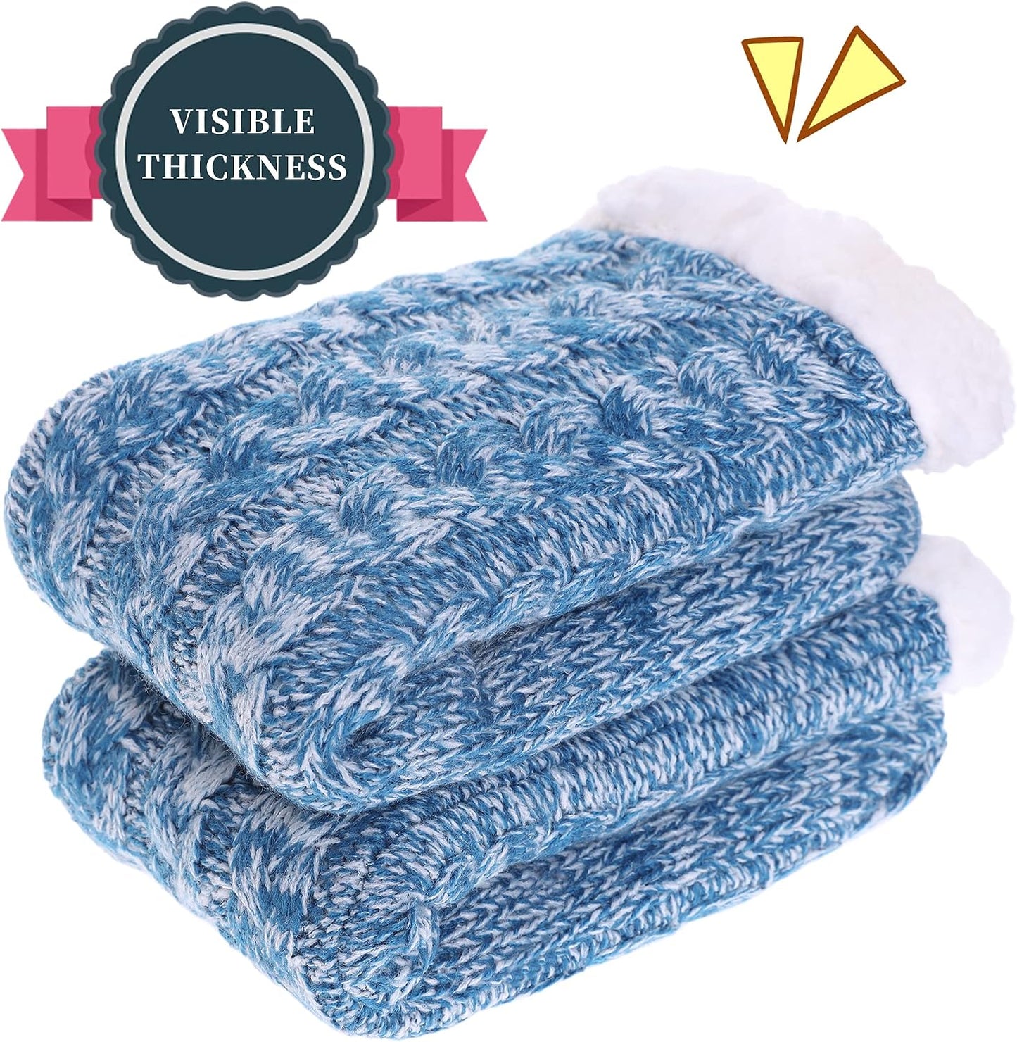 SDBING Women's Winter Super Soft Warm Cozy Fleece Lined Fuzzy Slipper Socks with Grippers