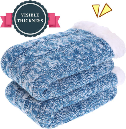 SDBING Women's Winter Super Soft Warm Cozy Fleece Lined Fuzzy Slipper Socks with Grippers