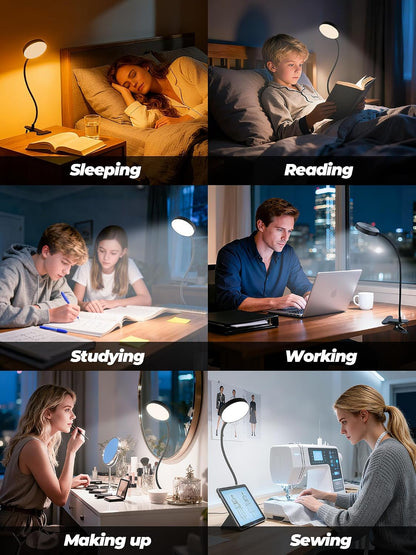 Clip on Light,10 RGB Colors+10 Brightness Small Desk Lamp with Clamp Light