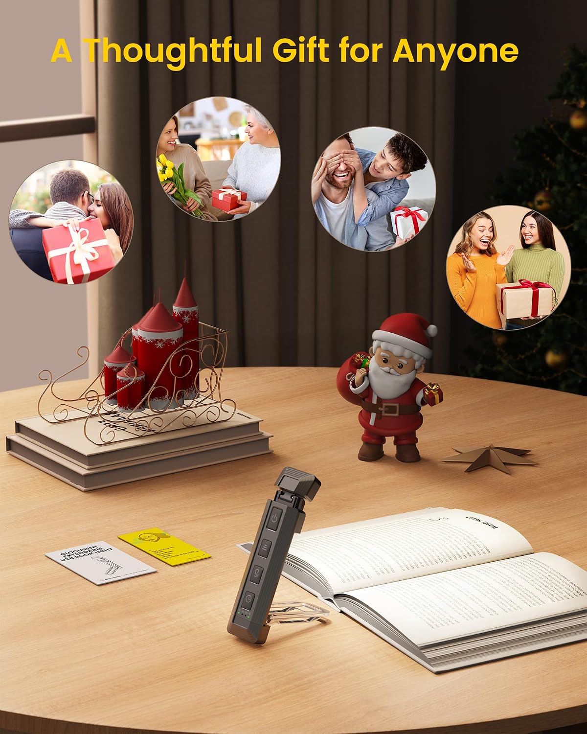 Glocusent Extendable Book Light, Full-Page USB Rechargeable Reading Light