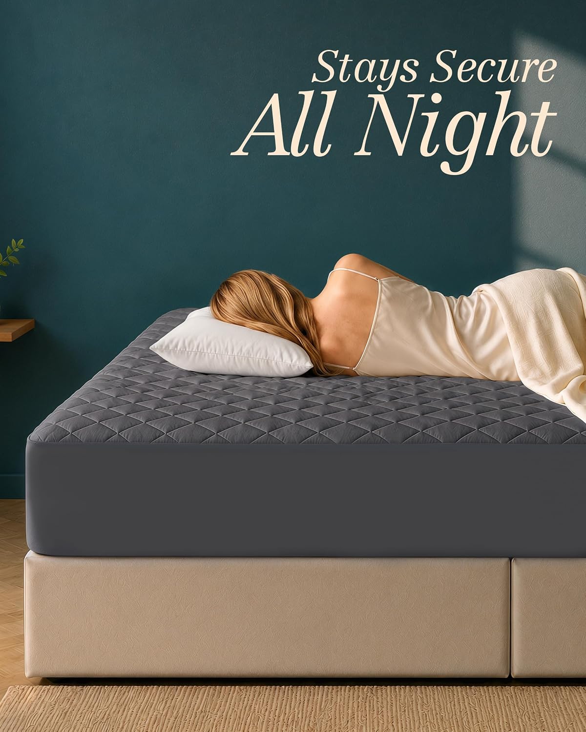 Quilted Fitted Mattress Pad, Queen Mattress Protector Topper with Deep Pocket Stretches up to 16 Inches, Machine Washable Mattress Cover by Utopia Bedding (White)