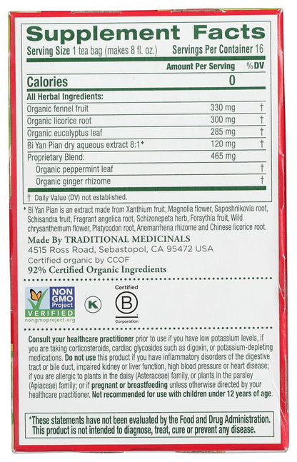 Traditional Medicinals Breathe Easy Eucalyptus Mint, 16 Tea Bags