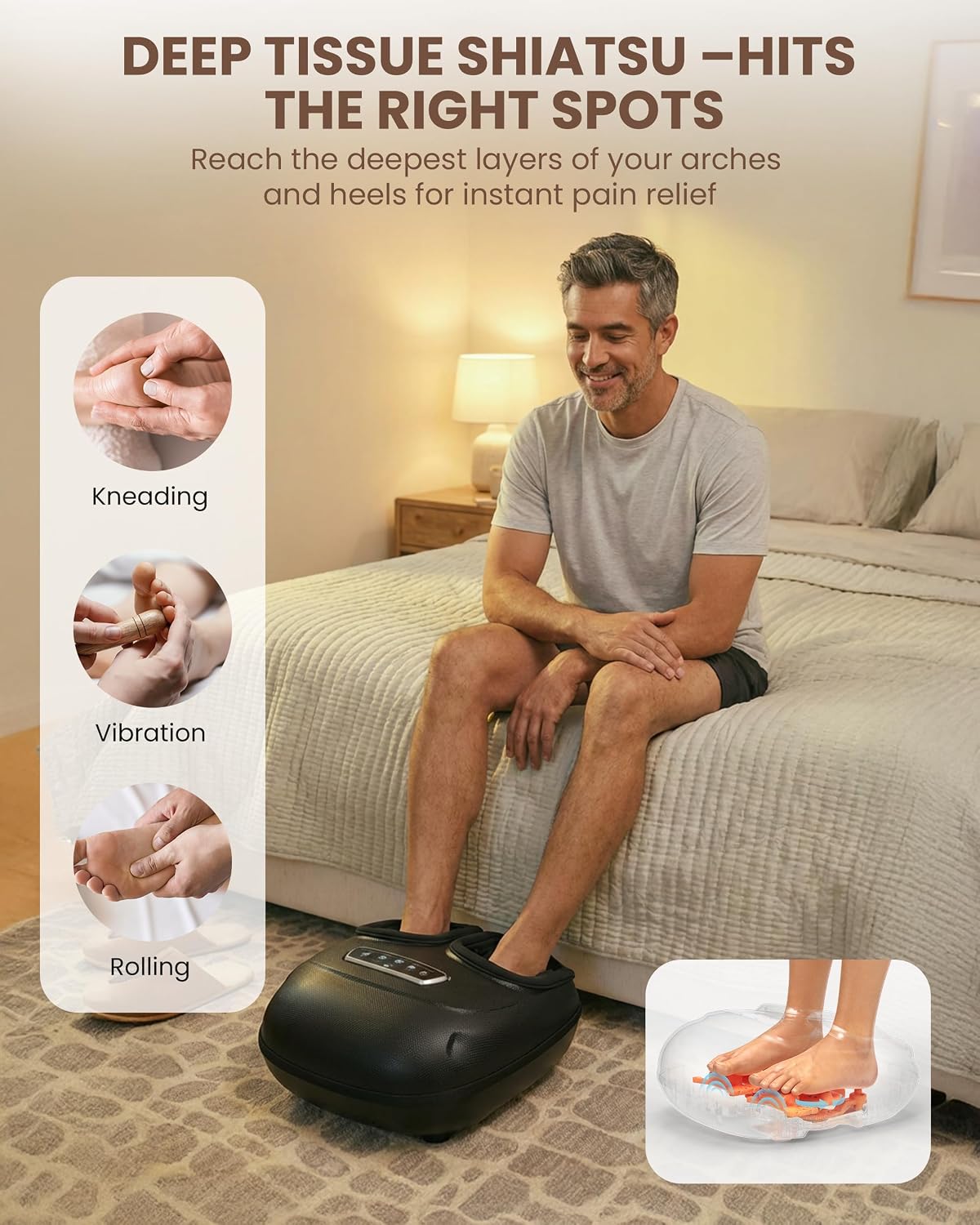 CILI Foot Massager with Heat, Shiatsu Foot Massager for Neuropathy & Plantar Fasciitis Relief, Gifts for Women Mom Dad,Heated Feet Massager with Deep Kneading,Compression,Vibration,FSA Eligible HSA