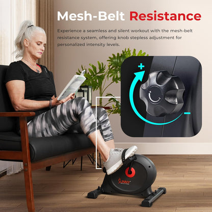 Sunny Health & Fitness Smart Under-Desk Bike Exerciser, Low-Impact Cardio Cycling Equipment for Home/Office, Mini Paddler for Arm/Leg Mobility Training, Free SunnyFit App