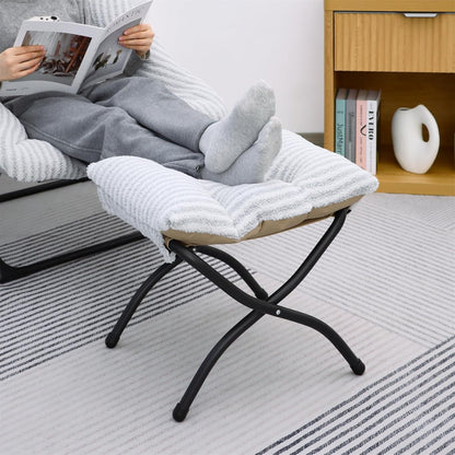15"(H) Folding Ottoman, Foldable Footrest Stool, Portable Small Foot Stool for Couch, Collapsible Foot Rest Ottoman for Sofa, Accent Padded Ottomans for Living Room, Bedroom, Dark Grey