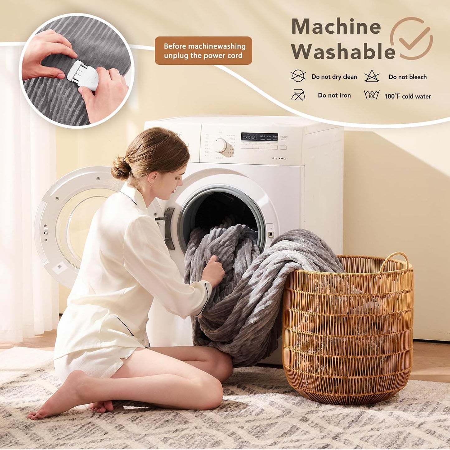 Homemate Heated Blanket Electric Throw - 50"x60" Heating Blanket Throw 1/2/4/6/8 Hours Auto-Off 10 Heat Levels Over-Heat Protection Soft Flannel Sherpa Heater ETL Certification