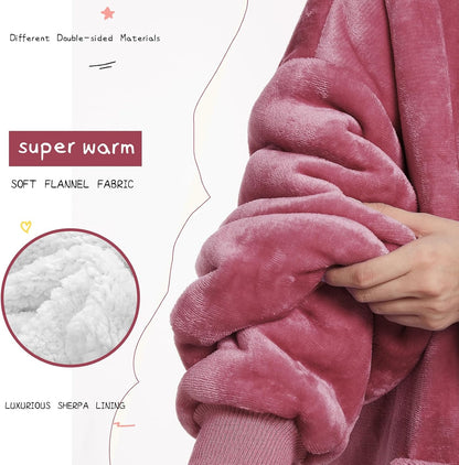 Aemilas Wearable Blanket Hoodie - Warm Sherpa Blanket Sweatshirt as Gifts for Adult Women Mom Men, One Size Fits All