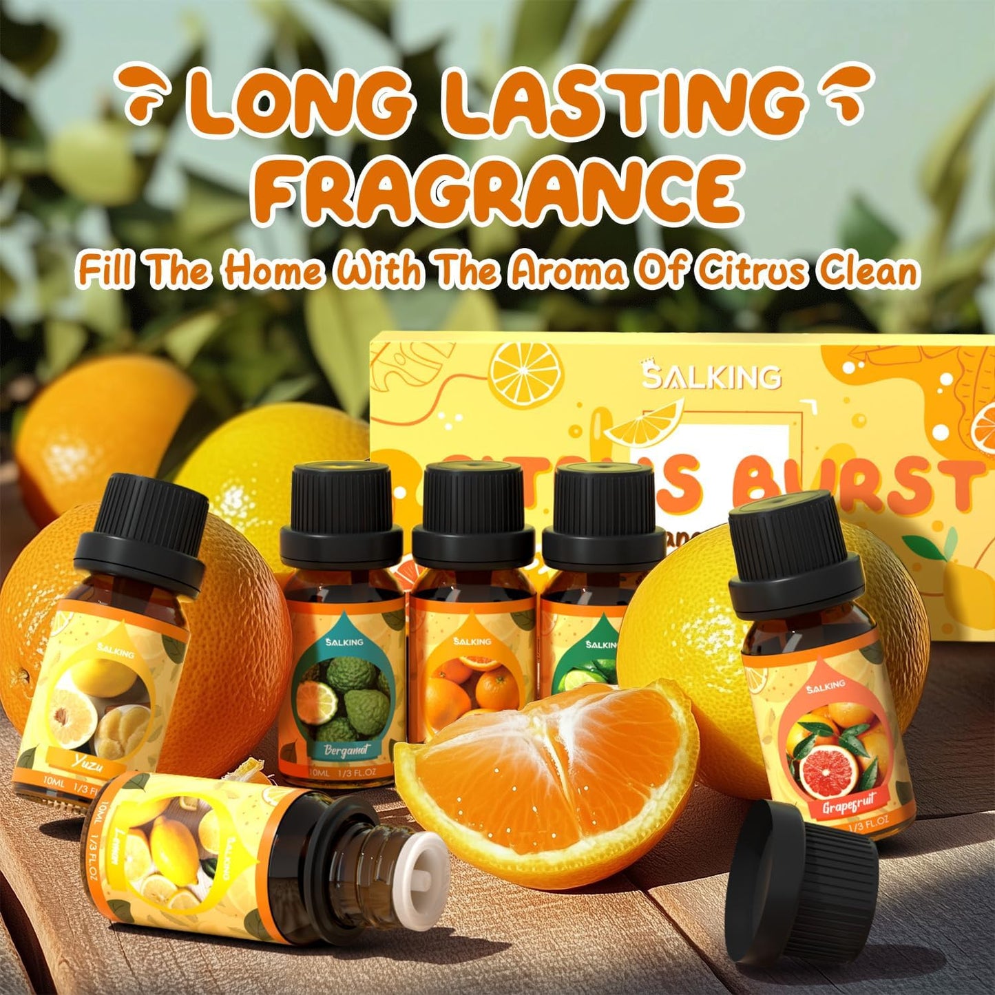 SALKING Floral Essential Oils Set, Premium Pure and Natural Essential Oils, Fragrance Oil Scented Oils for Oil Diffusers 6 x 10 ML - Lavender, Rose, Jasmine, Cherry Blossom, Gardenia, Chamomile