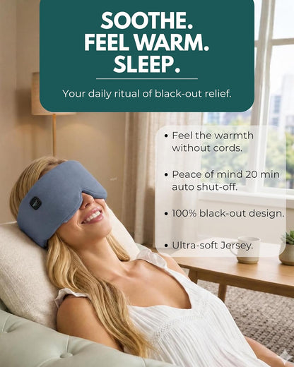 Heated Eye Mask – Cordless Electric Warm Eye Compress for Dry Eyes, Stye & Eye Strain Relief – 4 Heat Settings, Rechargeable, Light-Blocking, Blackout, Washable Cover (Sunset Rose)