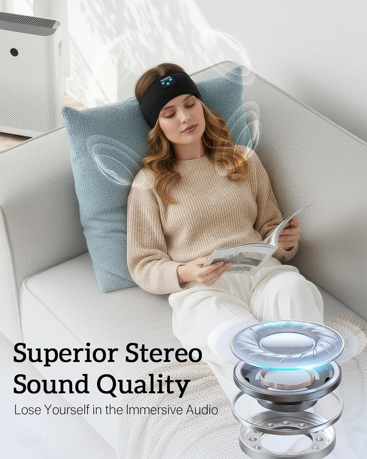 Perytong 2 Pack Sleep Headphones, Sleeping Headphones | Bluetooth Headband with Ultra-Thin HD Stereo Speaker, Wireless Headphone for Sports, Insomnia, Yoga, Air Travel, Meditation