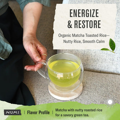 Numi Organic Matcha Toasted Rice Tea, 54 Green Tea Bags, Medium Caffeine