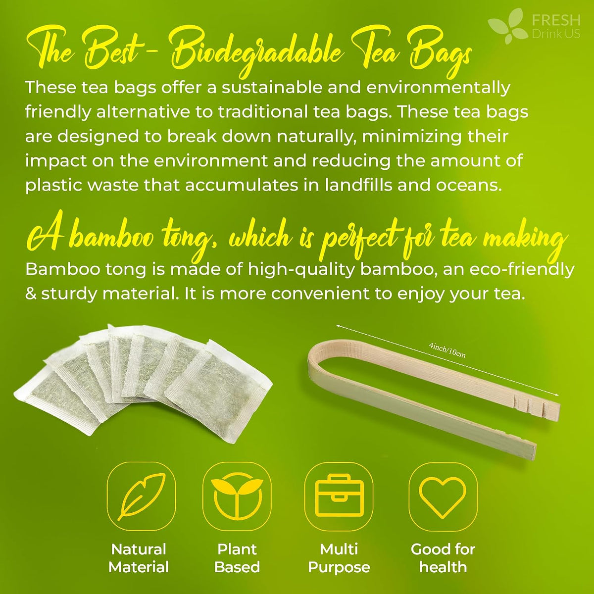 FreshDrinkUS, Avocado Leaf Tea Bags | 75 Count | Premium Dried Avocado Leaves Herbal Tea – Caffeine Free Botanical Tea – Fresh, Smooth & Earthy Flavor. Sugar Free. Vegan