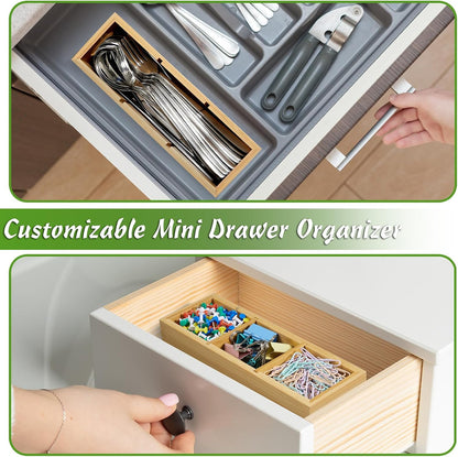 DRASTAR Tea Bag Organizer, Acacia Tea Bag Holder, Tea Storage Containers with 3 Slots, Wooden Tea Storage Accessories, Mini Tea Bag Caddy Box for Countertop