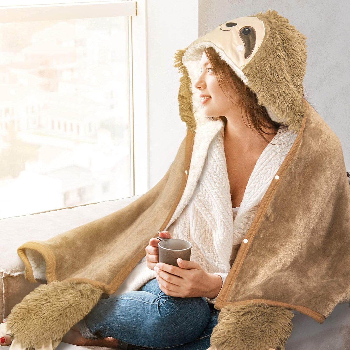 Penguin Wearable Hooded Blanket for Adults – Super Soft Warm Cozy Plush Flannel Fleece & Sherpa Hoodie Throw Cloak Wrap - Penguin Gifts for Women Adults Girls and Kids