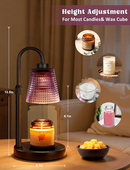 Innqoo Candle Warmer Lamp with Timer, Dimmable Candle Warmer for Jar Candles, Height Adjustable Wax Melts Warmer, Birthday Gifts for Women Mom, House Warming Gifts New Home Decor