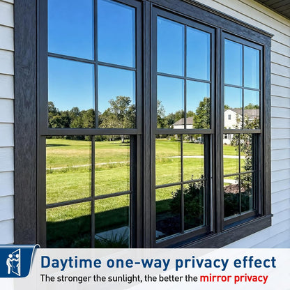 Coavas One Way Privacy Window Film, Heat Control Window Tint for Home, Sun Blocking Reflective Window Film See Out Not in, Anti UV Static Cling for Windows Office Door (Black, 17.5 Inch X 6.5 Feet)