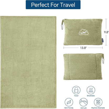 BEDELITE Travel Blanket with Bag, Jacquard Fleece Blanket 65"x40", Blue
