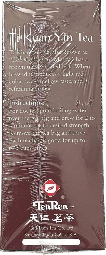 TenRen Ti Kuan Yin Oolong Tea (50 tea bags, individually sealed)