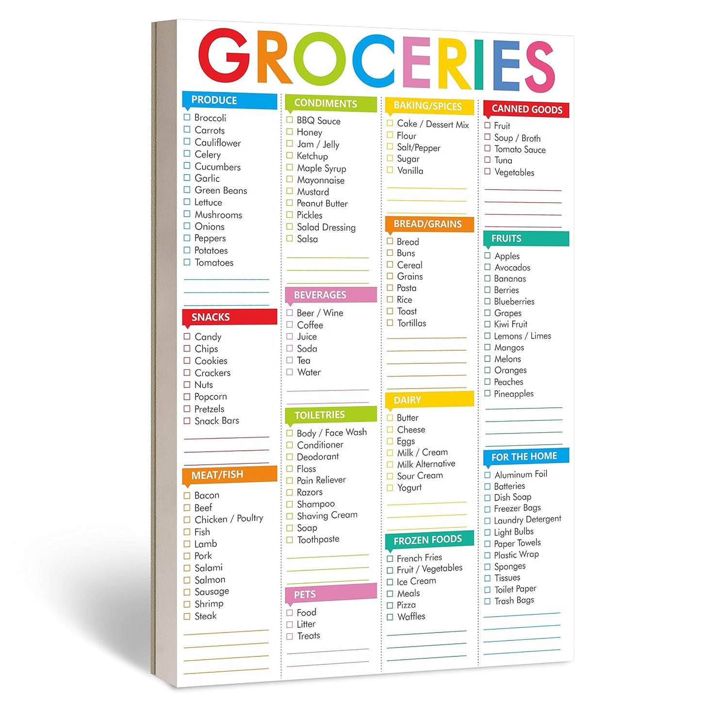 Hebayy 90 Sheets Fastcheck Grocery List Magnet Pad, 110 Printed Common Food for Fridge and Blank Grocery Shopping Spaces for Home. Size 6”x 9”