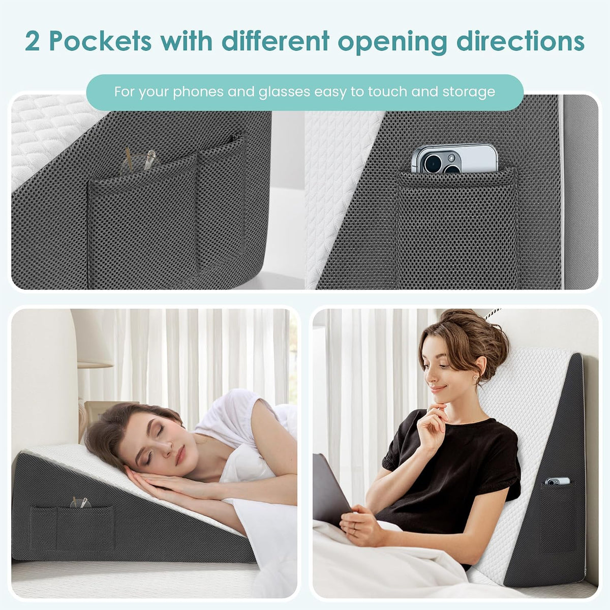 Cozymaker 7.5-inch Bed Wedge Pillow for Sleeping Back Support Pain Relief